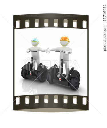 3d man on ecological transport. The film strip 15716431