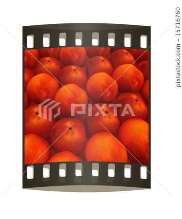 fresh peaches background. The film strip 15716760