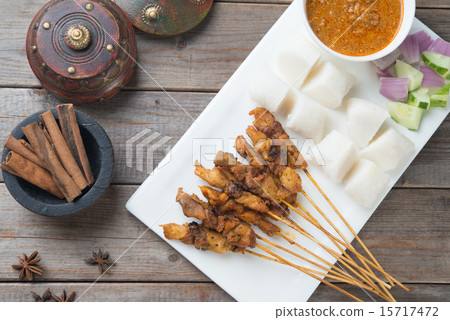 chicken satay shot from top down 15717472