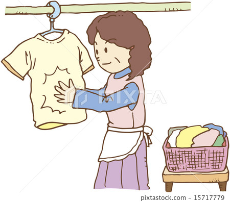 Housewife drying laundry Housewife drying laundry 15717779