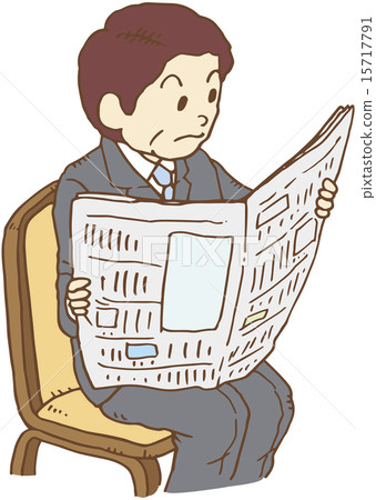 A salaryman reading a newspaper 15717791