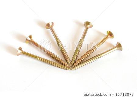 Golden screws on white background. Golden screws on white background. 15718072