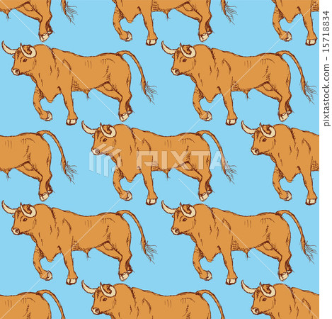 Sketch angry bull in vintage style Sketch angry bull in vintage style 15718834