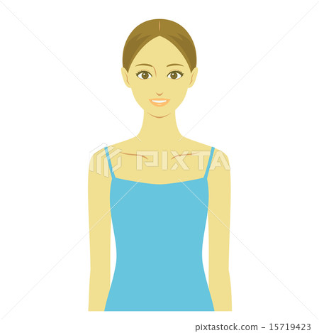 Beauty frontal upper half body white teeth 15719423