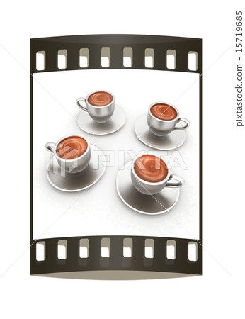 Coffee cups on saucer. The film strip Coffee cups on saucer. The film strip 15719685