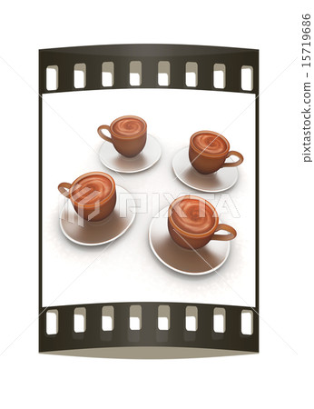 Coffee cups on saucer. The film strip Coffee cups on saucer. The film strip 15719686