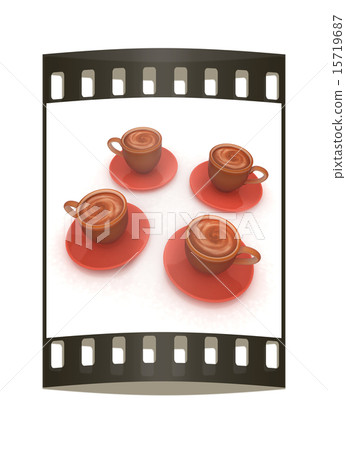 Coffee cups on saucer. The film strip Coffee cups on saucer. The film strip 15719687