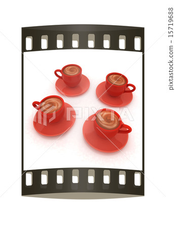Coffee cups on saucer. The film strip Coffee cups on saucer. The film strip 15719688