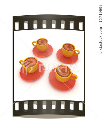 Coffee cups on saucer. The film strip Coffee cups on saucer. The film strip 15719692