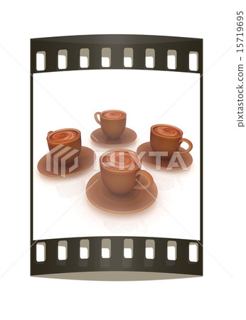 Coffee cups on saucer. The film strip 15719695