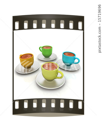Coffee cups on saucer. The film strip Coffee cups on saucer. The film strip 15719696