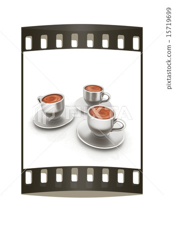Coffee cups on saucer. The film strip Coffee cups on saucer. The film strip 15719699