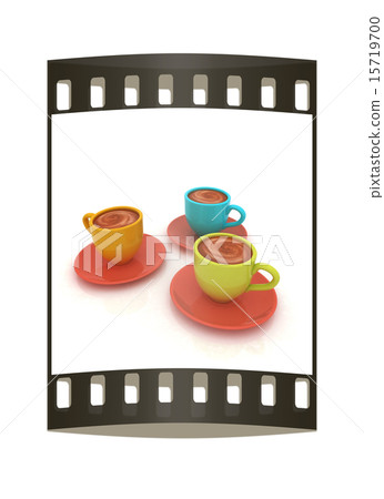 Coffee cups on saucer. The film strip 15719700