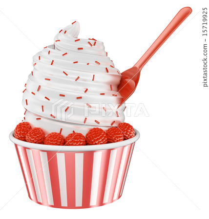 3D Ice cream with raspberry 3D Ice cream with raspberry 15719925