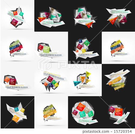 Set of light, paper design option infographic banner templates 15720354