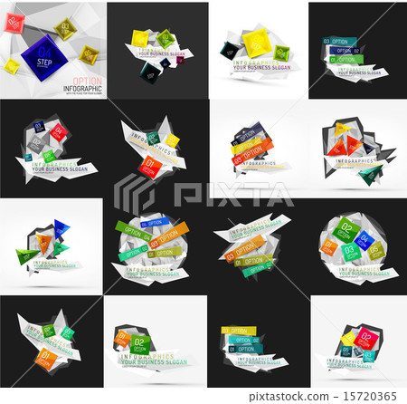 Set of light, paper design option infographic banner templates 15720365