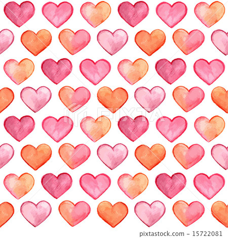 Vector Seamless Pattern with Watercolor Hearts - Stock Illustration ...