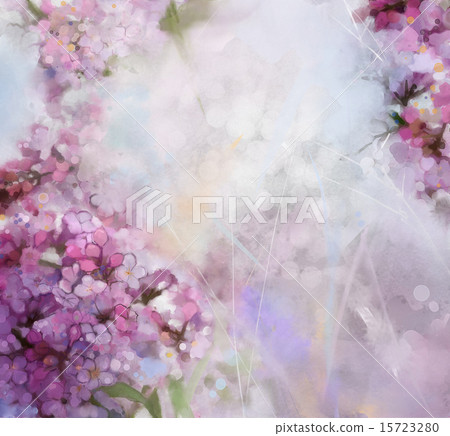 watercolor painting  pink  Apricot tree flower 15723280