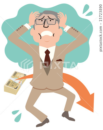 Male whole body of elderly suits whose assets are decreasing and pales with their heads pale Male whole body of elderly suits whose assets are decreasing and pales with their heads pale 15723890