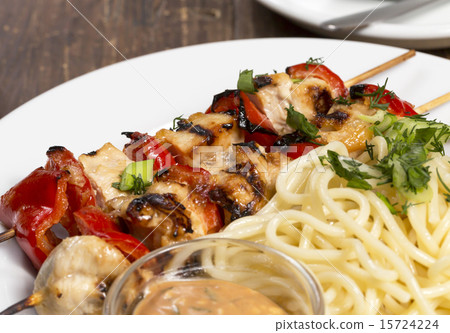Chicken barbecue with spaghetti Chicken barbecue with spaghetti 15724224