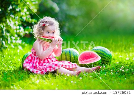 Little girl eating watermelon 15726081