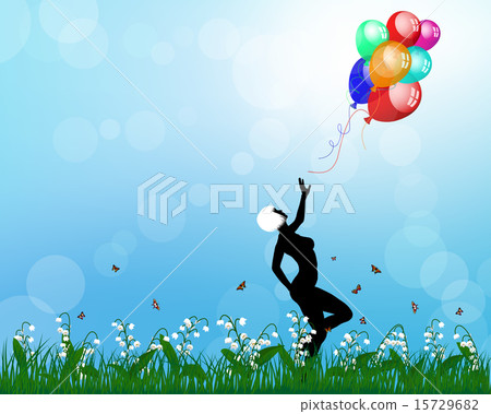 Lady playing with balloons 15729682