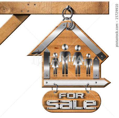 House For Sale Sign with Family and Chain 15729910
