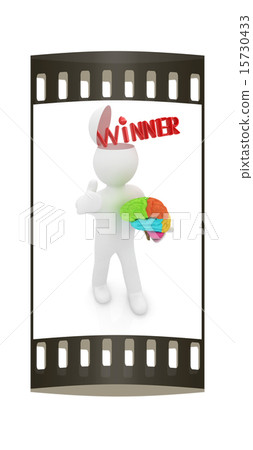 3d man with half head, brain - Winner. film strip 3d man with half head, brain - Winner. film strip 15730433