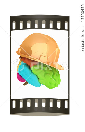 hard hat on brain. The film strip hard hat on brain. The film strip 15730456