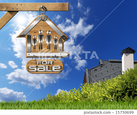 House For Sale Sign with Family and Chain 15730699