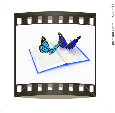 butterfly on a book. The film strip 15730813