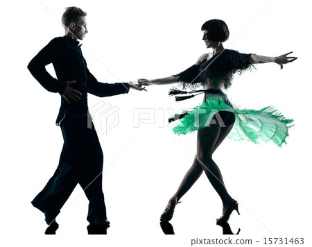 elegant couple dancers dancing silhouette 15731463