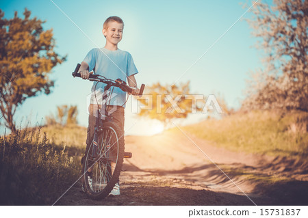 happy funny kid on bicycle. Active Leisure happy funny kid on bicycle. Active Leisure 15731837