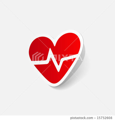 paper sticker: Heartbeat sign. heart with pulse paper sticker: Heartbeat sign. heart with pulse 15732608