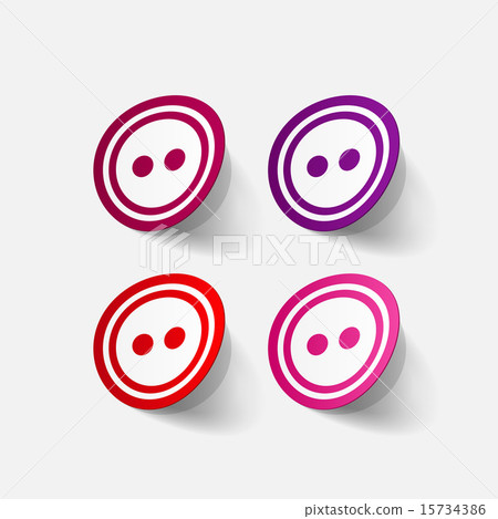 Realistic paper sticker: sewing Button 15734386