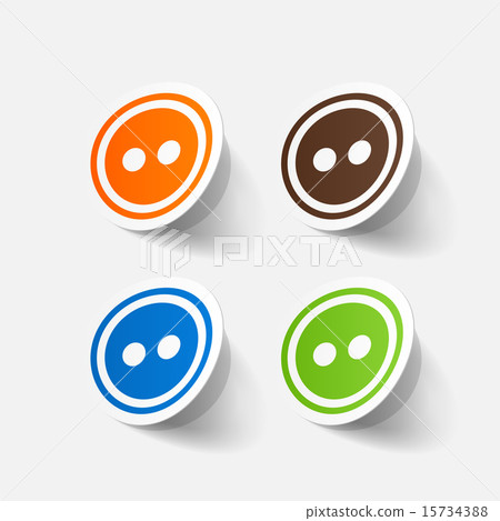 Realistic paper sticker: sewing Button 15734388