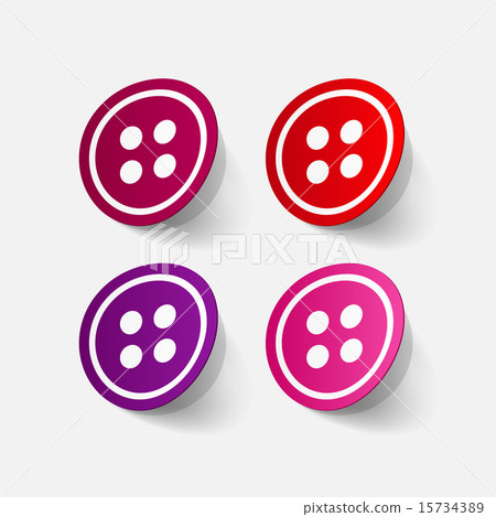 Realistic paper sticker: sewing Button 15734389