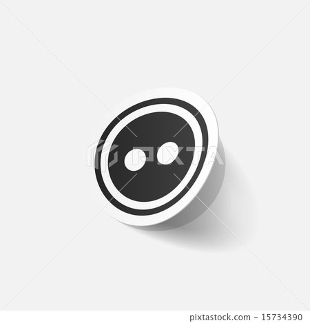 Realistic paper sticker: sewing Button Realistic paper sticker: sewing Button 15734390