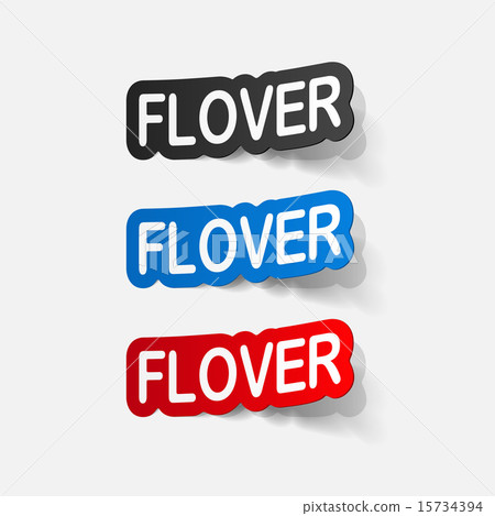 Realistic paper sticker: flowers 15734394