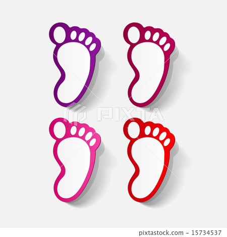 Paper clipped sticker: Footprint symbol Paper clipped sticker: Footprint symbol 15734537