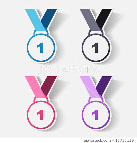 Paper clipped sticker: medal Paper clipped sticker: medal 15735139