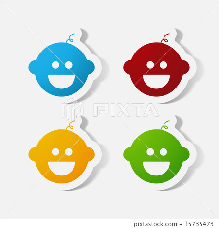 Paper clipped sticker: baby face, boy 15735473