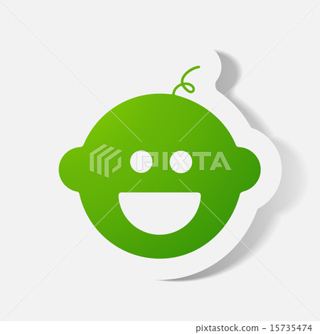 Paper clipped sticker: baby face, boy Paper clipped sticker: baby face, boy 15735474