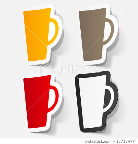 Paper clipped sticker: Coffee Cup Isolated Paper clipped sticker: Coffee Cup Isolated 15735477