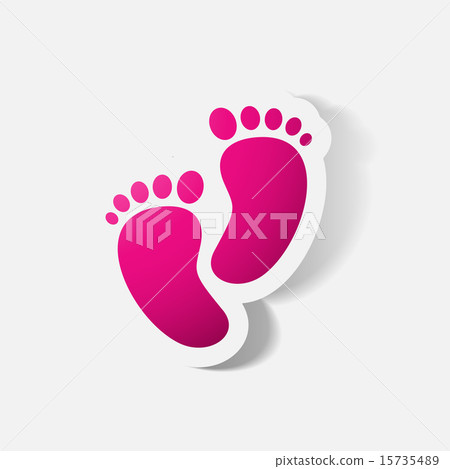 Paper clipped sticker: Footprint symbol. Paper clipped sticker: Footprint symbol. 15735489