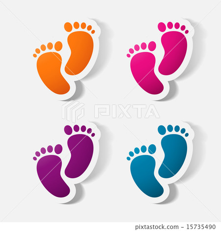 Paper clipped sticker: Footprint symbol. Paper clipped sticker: Footprint symbol. 15735490