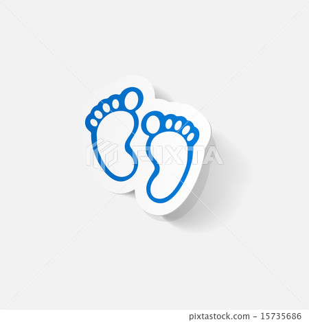 Paper clipped sticker: Footprint symbol Paper clipped sticker: Footprint symbol 15735686