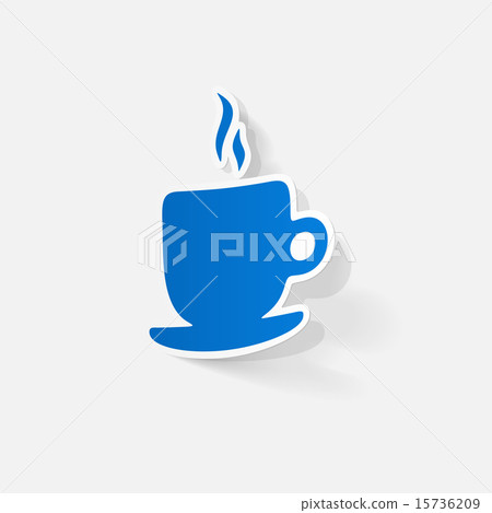 Paper clipped sticker: Coffee Cup Isolated Paper clipped sticker: Coffee Cup Isolated 15736209
