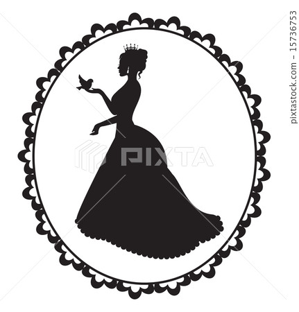 princess silhouette with a small bird in a vintage 15736753
