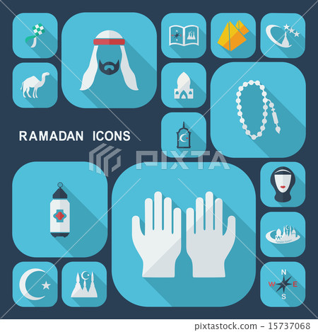Flat concept, set modern design with shadow Ramadan icons Flat concept, set modern design with shadow Ramadan icons 15737068
